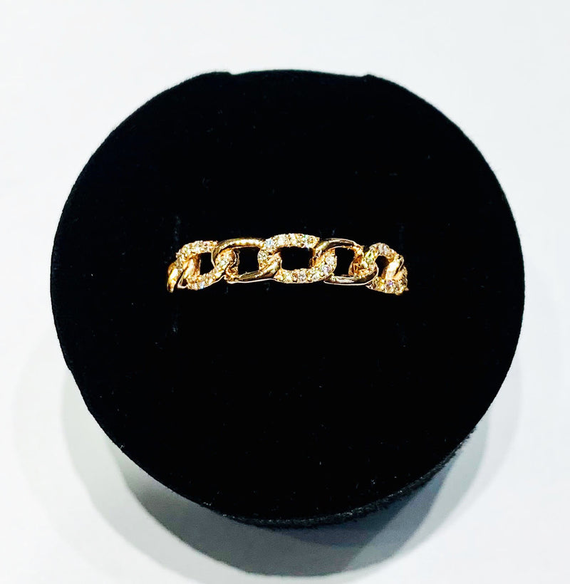 Diamond Open Cuban Rose Gold Ring (14K)