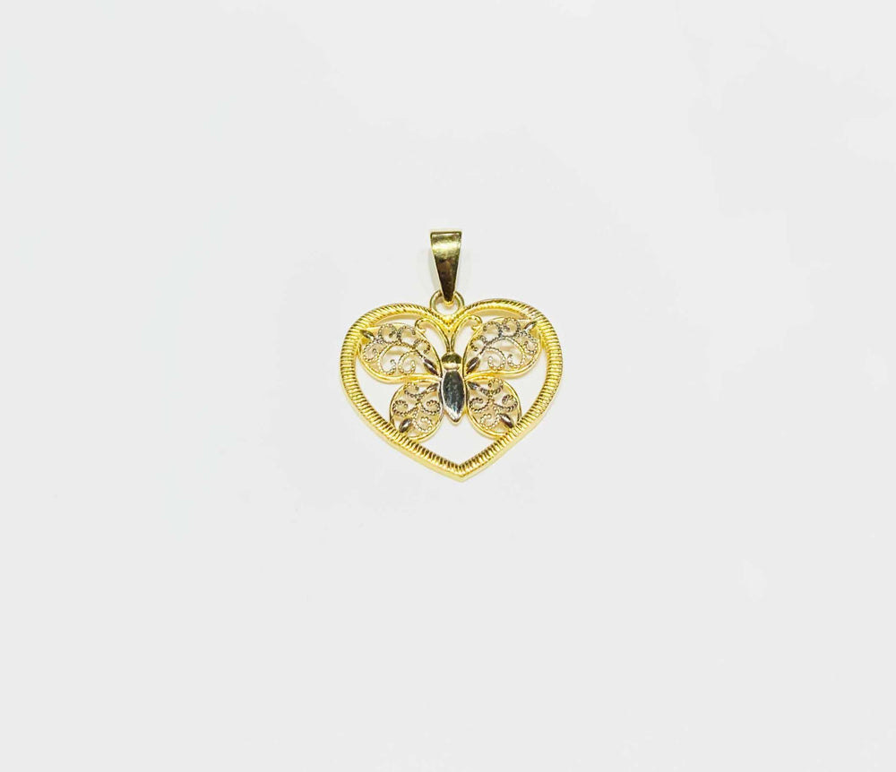 Heart butterfly Pendant (14K).