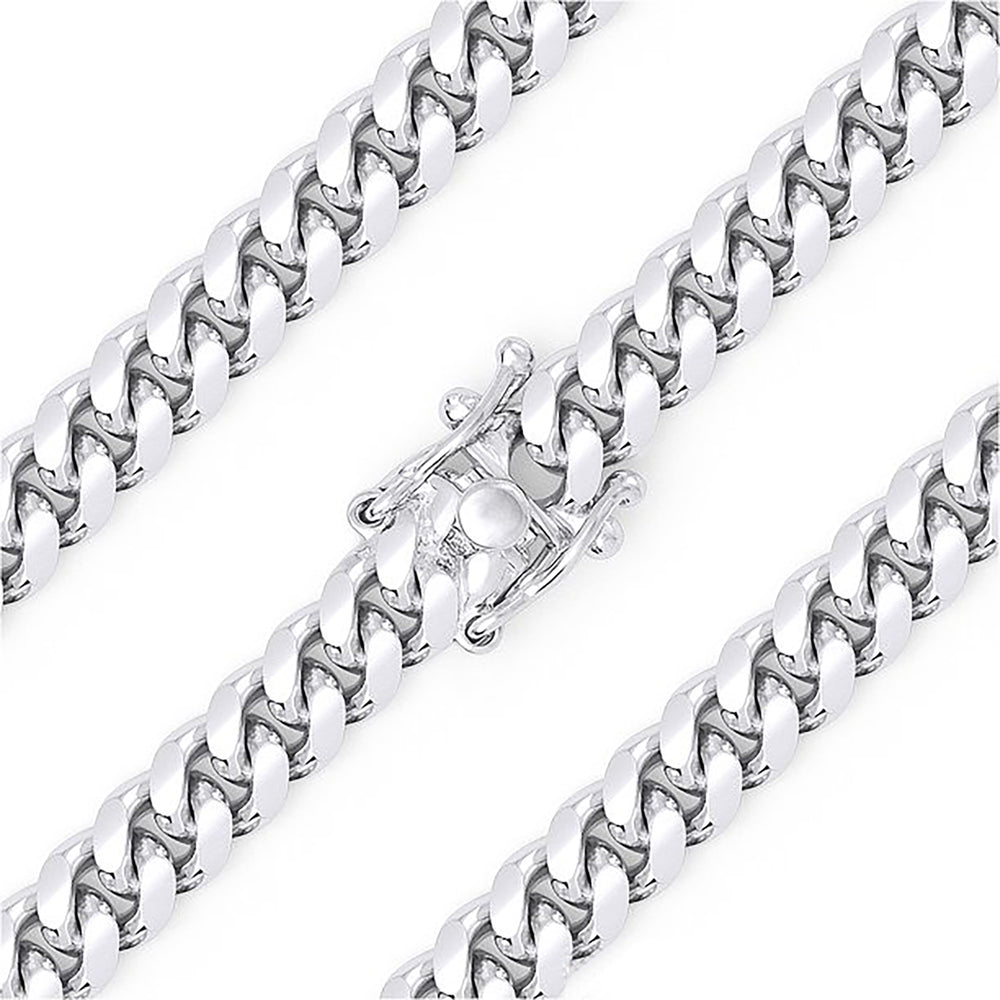 [Box Lock] Solid Miami Cuban Bracelet (Silver)