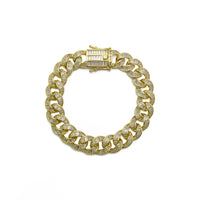 Baguette Iced-Out Miami Cuban Bracelet (Silver) Upper View - Popular Jewelry - New York