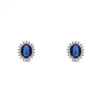 Tautaliga Stud Stud maa Blue Oval-Cut Halo (Silver) luma - Popular Jewelry - Niu Ioka