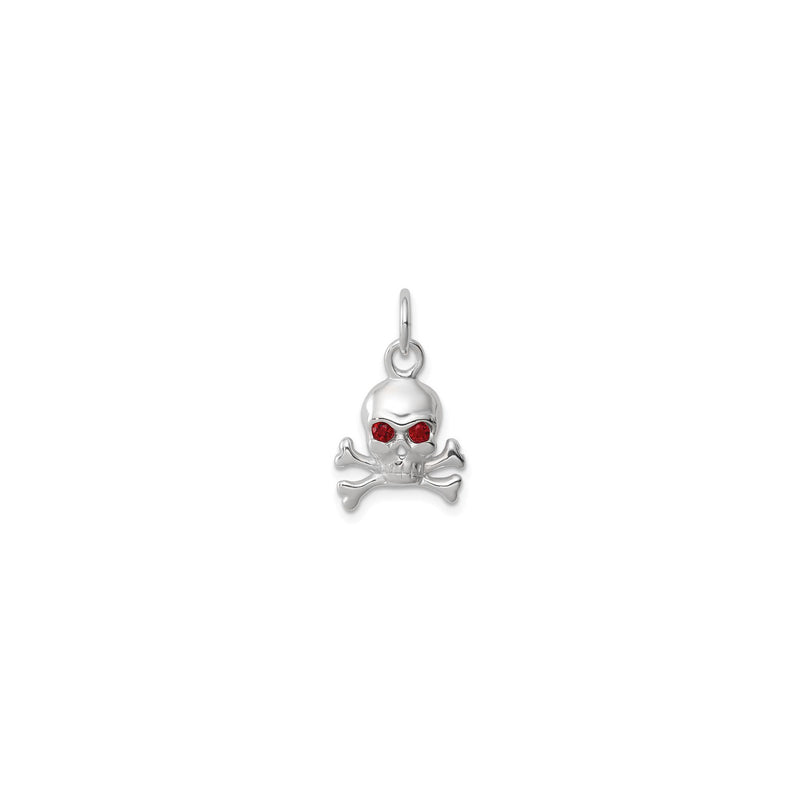 Crimson Eye Skull & Crossbones Pendant (Silver) front - Popular Jewelry - New York