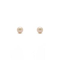 Freshwater Pearl Stud Earrings (Silver) front - Popular Jewelry - New York