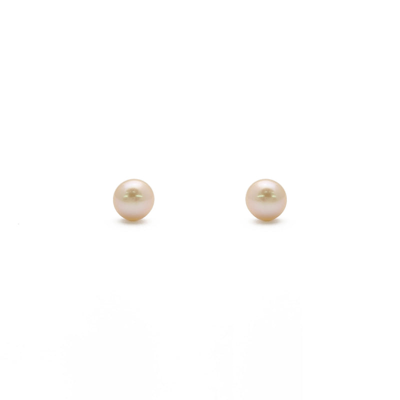 Freshwater Pearl Stud Earrings (Silver) front - Popular Jewelry - New York
