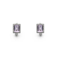 ຕຸ້ມຫູ Lilac Emerald-Cut Halo Stud (ເງິນ) Popular Jewelry - ເມືອງ​ນີວ​ຢອກ