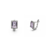 ຕຸ້ມຫູ Lilac Emerald-Cut Halo Stud (ເງິນ) ຕົ້ນຕໍ - Popular Jewelry - ເມືອງ​ນີວ​ຢອກ