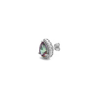 Mystic Fire Teardrop Halo Stud Earrings (Silver) side - Popular Jewelry - New York
