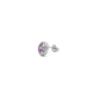Purple Stone Round-Cut Halo Stud Earrings (Silver) itu - Popular Jewelry - Niu Ioka