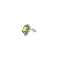 Rose-Cut Faux Peridot Halo Stud Earrings (Silver) Side - Popular Jewelry - New York