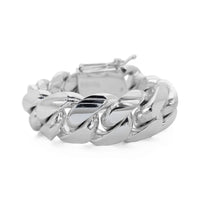 Solid Miami Cuban Bracelet (Silver) atubangan - Popular Jewelry - New York