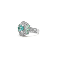 Aqua Eye Double Halo Ring (Silver) side - Popular Jewelry - New York