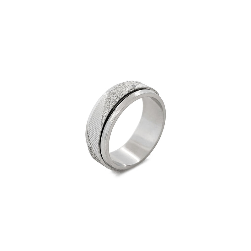 Diagonal Laser Cut Grooved Band (Silver) diagonal - Popular Jewelry - New York