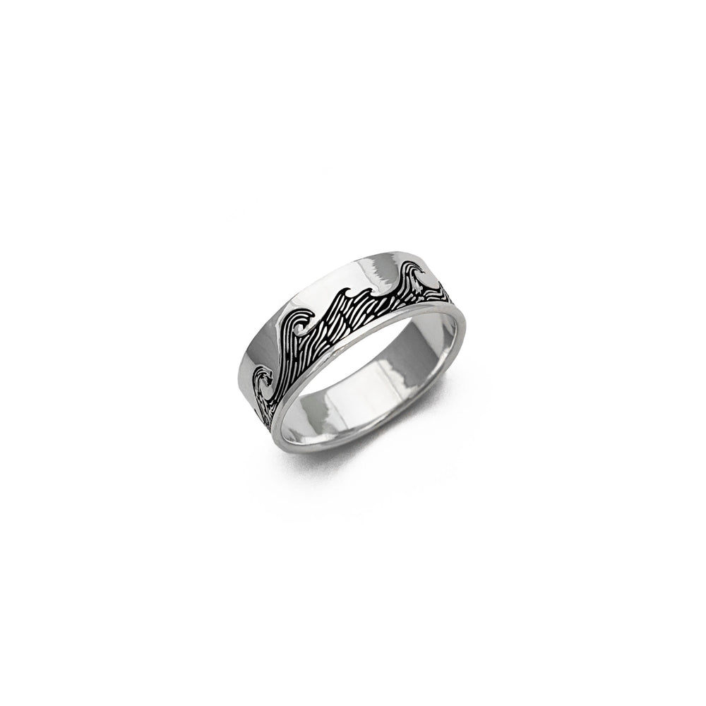 Great Wave Carved Band (Silver) diagonal - Popular Jewelry - New York