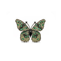 Predný prsteň so zeleným bodkovaným motýľom (strieborný) - Popular Jewelry - New York