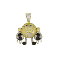 Iced-Out Rich Yellow M&M Pendant (Silver) front - Popular Jewelry - New York