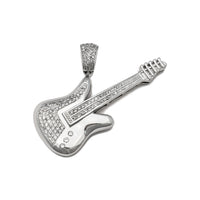 Icy Electric Guitar Pendant (Silver) front - Popular Jewelry - New York