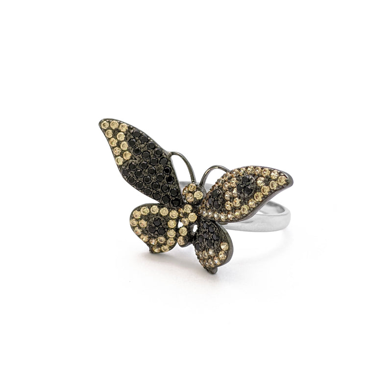 Spotted Yellow Butterfly Ring (Silver) side - Popular Jewelry - New York