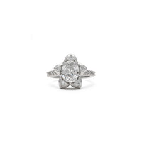 Anillo ovalado de flor estrellada (plata) frente - Popular Jewelry - Nueva York