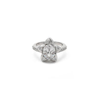 Starry Flower Oval Ring (Silver) front - Popular Jewelry - New York