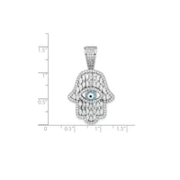 Marquise & Round Stone-set Hamsa Hand Pendant (Silver)