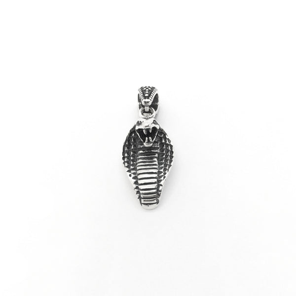 Antique-Finish Cobra Head Pendant (Silver) front - Popular Jewelry - New York