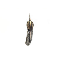 Antique-Finish Double Feather Pendant (Silver) front - Popular Jewelry - New York