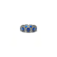 Zila princese CZ Eternity Halo gredzens (sudraba) priekšā - Popular Jewelry - Ņujorka
