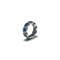Zilā princeses CZ mūžības halo gredzens (sudraba) - Popular Jewelry - Ņujorka