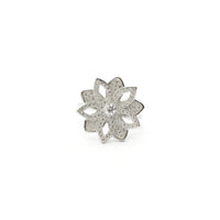 Five Petals Flower Outline CZ Ring (Silver) front - Popular Jewelry - New York