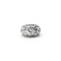Symmetric Round CZ Cocktail Ring (Silver) front - Popular Jewelry - New York