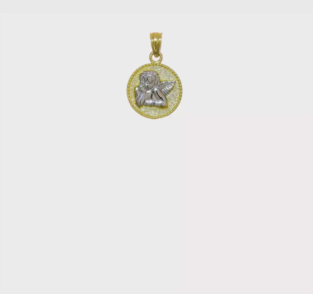 Thinking Cherub Two-Tone Beaded Medal (14K) 360 - Popular Jewelry - New York