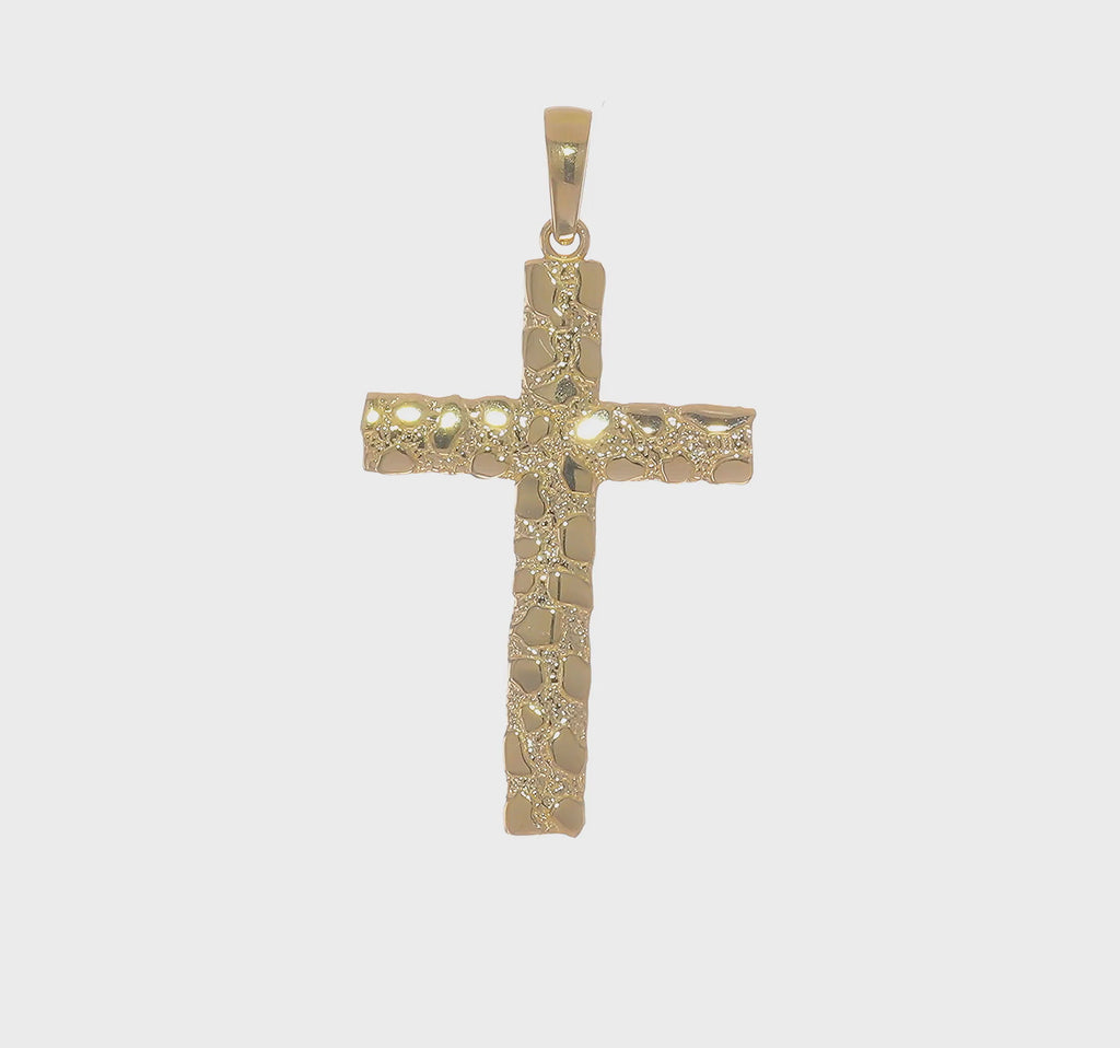 Nugget Cross Pendant (14K) 360 - Popular Jewelry - New York