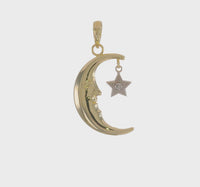 Moon with Dangling Star Pendant (10K) 360 - Popular Jewelry - New York