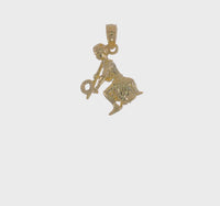 3-D Glossy Island Warrior Charm Pendant (14K)