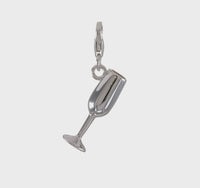 3-D Enameled Wine Glass Charm Pendant (Silver)