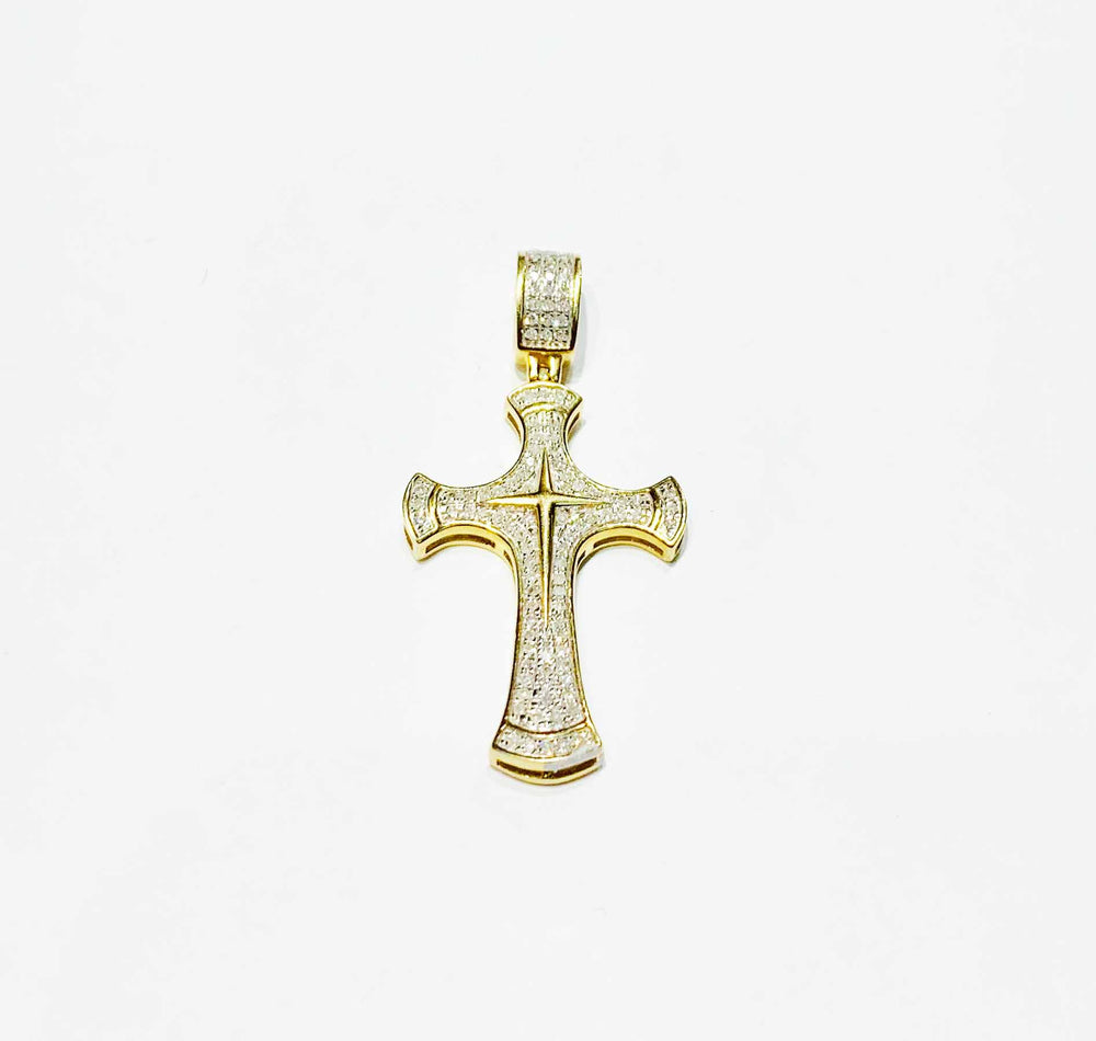 Diamond Cross Pattée Pendant (10K) front - Popular Jewelry - New York