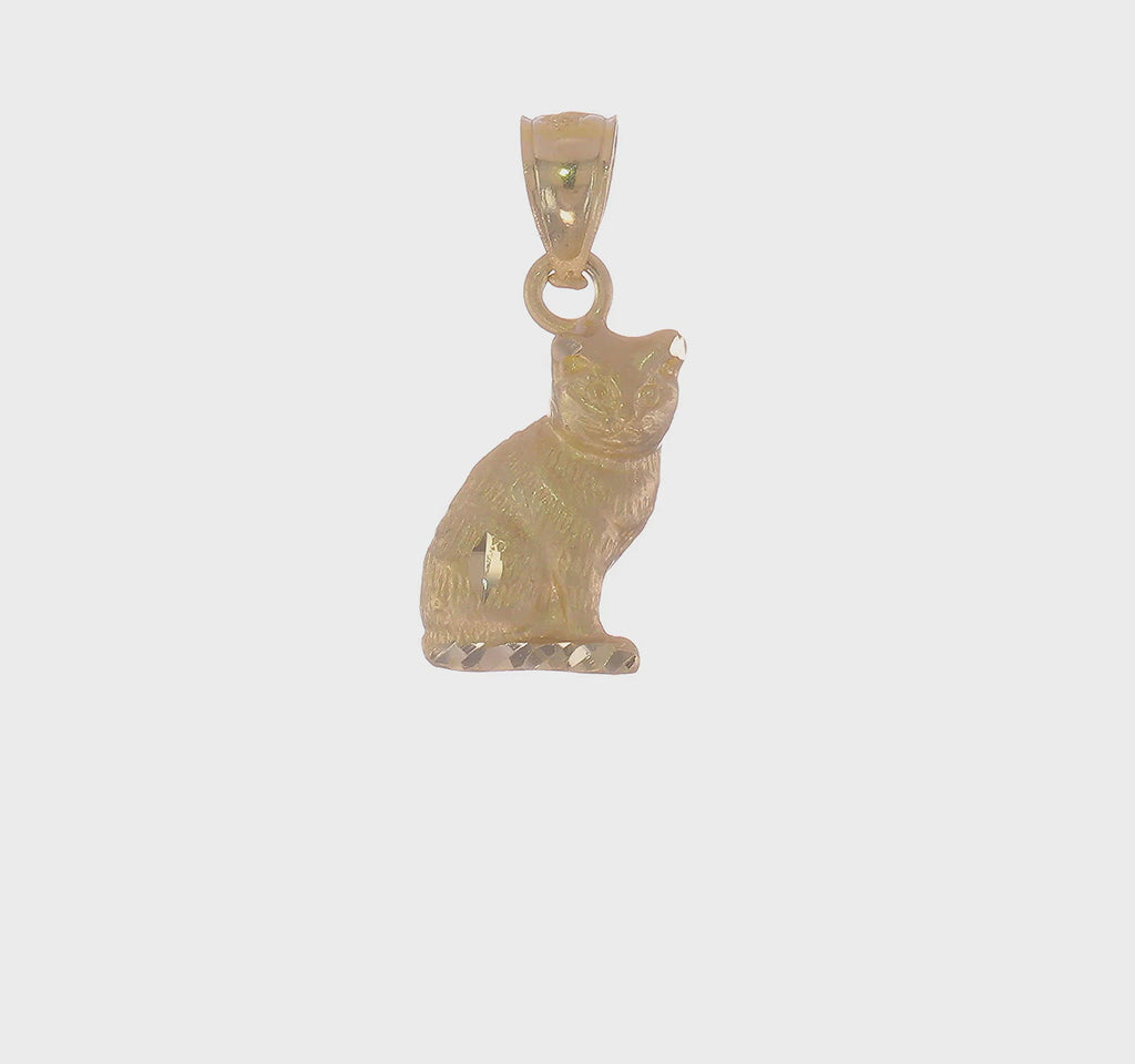 Sitting Cat Pendant (14K) 360 - Popular Jewelry - New York