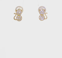 Icy Cat Screw Back Stud Earrings (14K) 360 - Popular Jewelry - New York