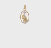 Praying Hands with Cross Two-Tone Oval Pendant (14K) 360 - Popular Jewelry - New York
