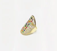 Multi-Colored Cocktail CZ Ring (14K) side - Popular Jewelry - New York