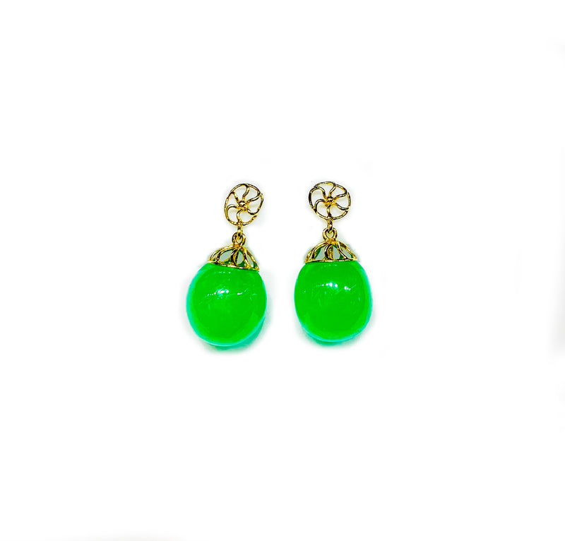 Grape Jade Earrings (14K).