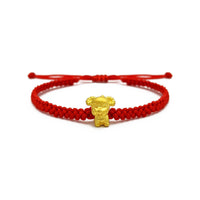 Veselý kozí čínsky zverokruh Red String náramok (24K) vpredu - Popular Jewelry - New York