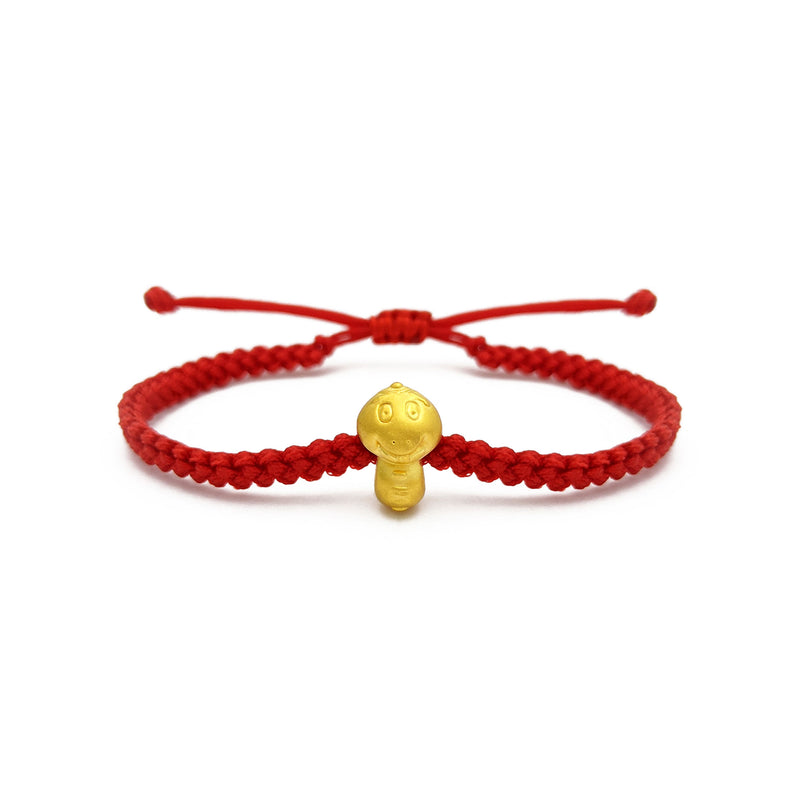 Little Snake Chinese Zodiac Red String Bracelet (24K) front - Popular Jewelry -New York