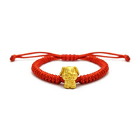 Lovely Dog Chinese Zodiac Red String Bracelet (24K) front - Popular Jewelry - New York