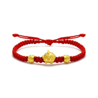Lucky Pig Chinese Zodiac Red String Bracelet (24K) front - Popular Jewelry - New York