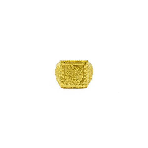 Chinese Sailing Ship 帆船 Ring (24K) front - Popular Jewelry - New York
