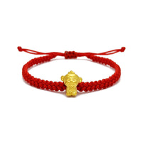 Felicidade Macaco Zodíaco Chinês Pulseira de Cordas Vermelhas (24K) frente - Popular Jewelry - New York