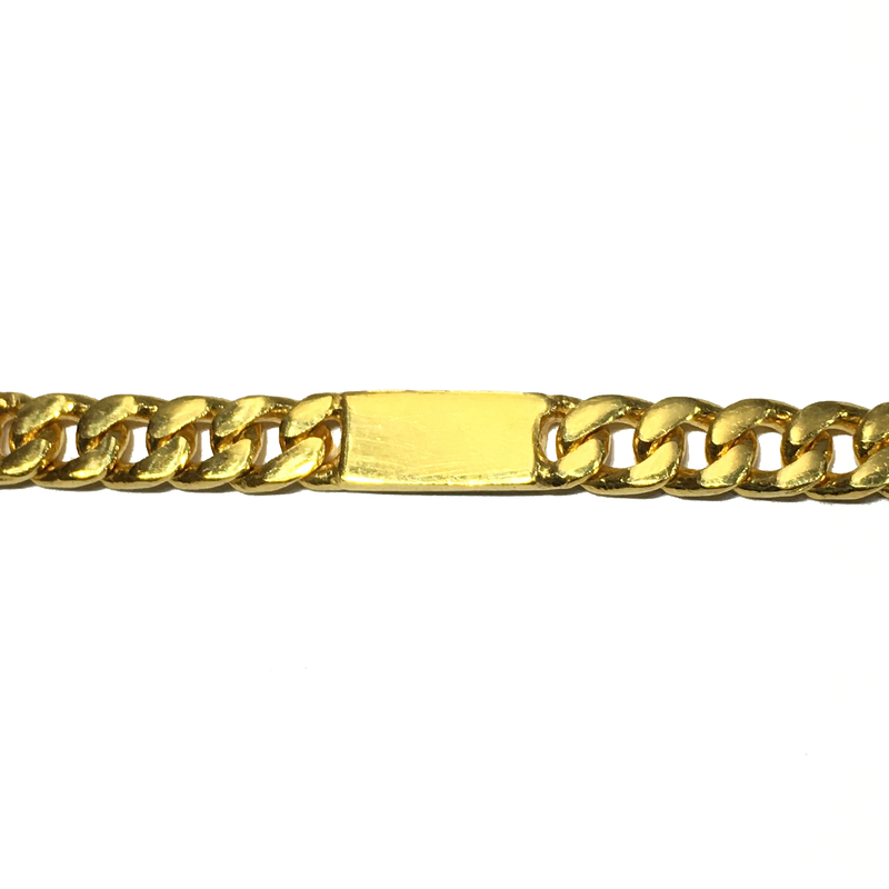 24K Yellow Gold Solid Bracelet - Popular JewelryFigaro Bar Solid Bracelet (24K) link - Popular Jewelry - New York