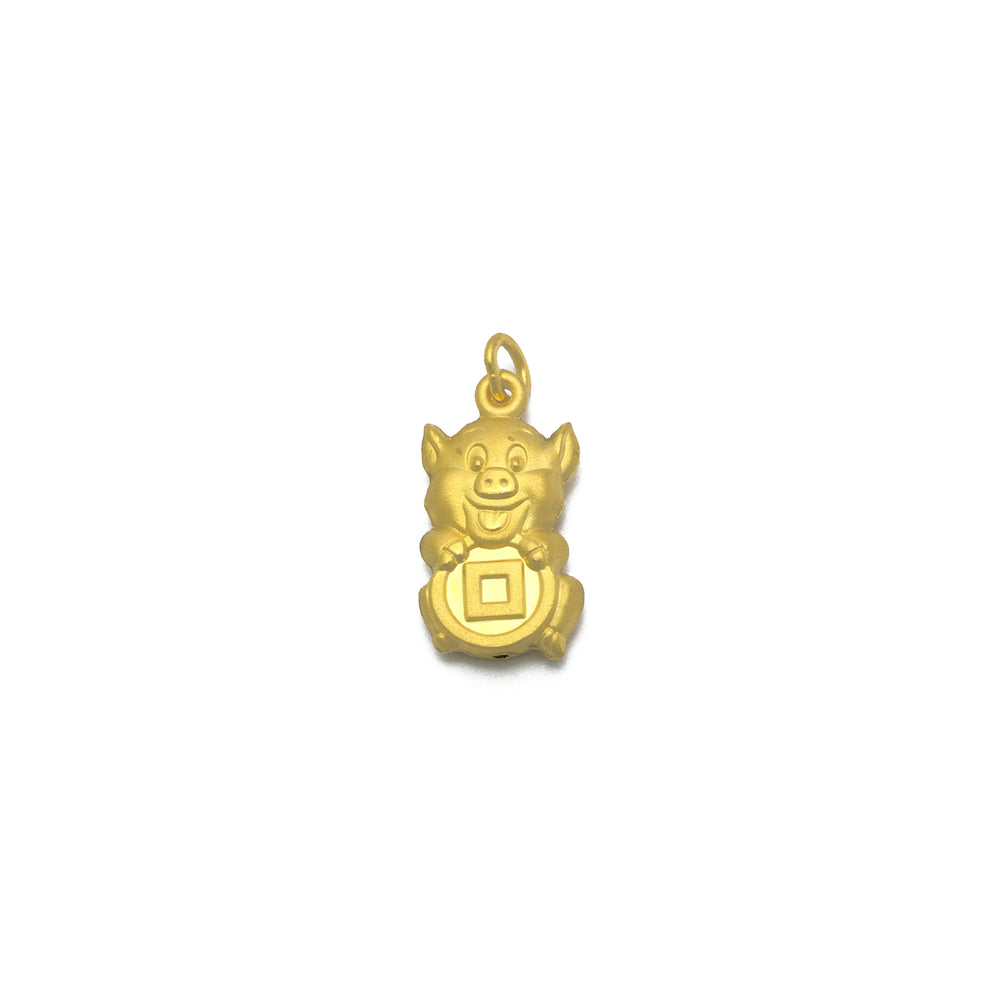 Lucky Little Pig Pendant (24K) front - Popular Jewelry - New York