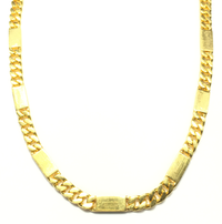 Bagian depan Rectangular Bar Figaro Solid Necklace (24K) - Popular Jewelry - New York